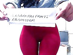 Cameltoe leggings aħmar claudiahotpants